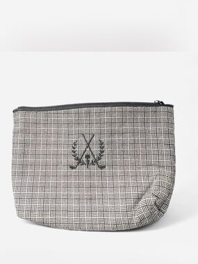 Sweet Vintage Black & White Woven Cosmetic Pouch Golf Embroidery Holdings Co.